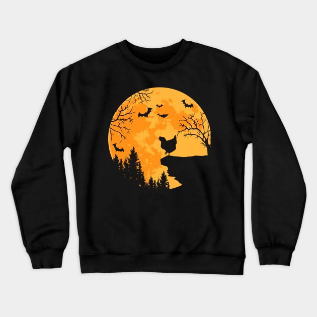 Chicken Lovers Funny Chicken And Moon Halloween Costume Crewneck Sweatshirt by saugiohoc994